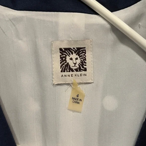 Anne Klein Navy Blue & White Polka Dot Midi Dress - Picture 5 of 17